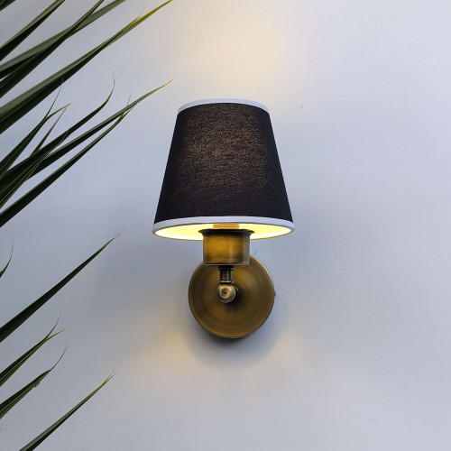 Mini Glow Vintage Gold Duvar Apliği Siyah Başlıklı Beyaz Biyeli